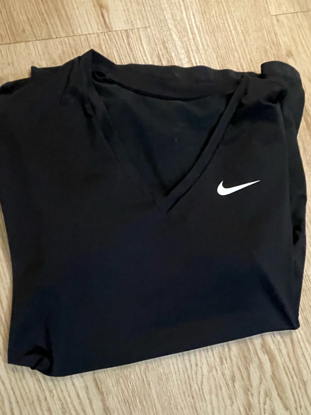 Nike Women’s Black Athletic Shorts with White Swoosh Logo